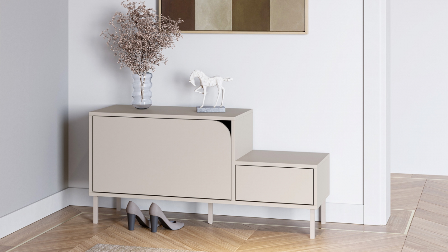 Meuble à chaussures 2 portes beige 120 cm - Jonas