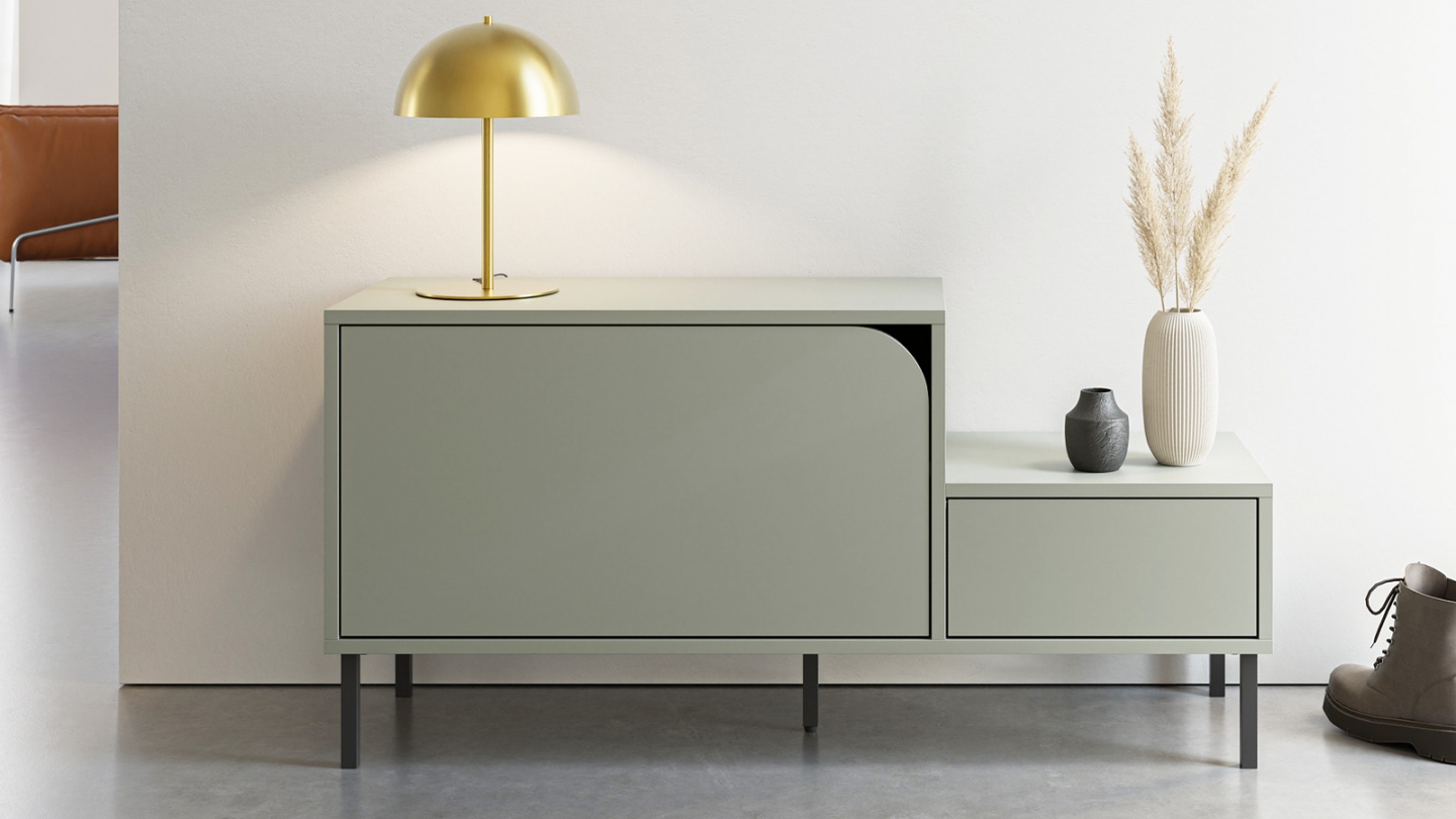 Meuble à chaussures 2 portes vert 120 cm - Jonas