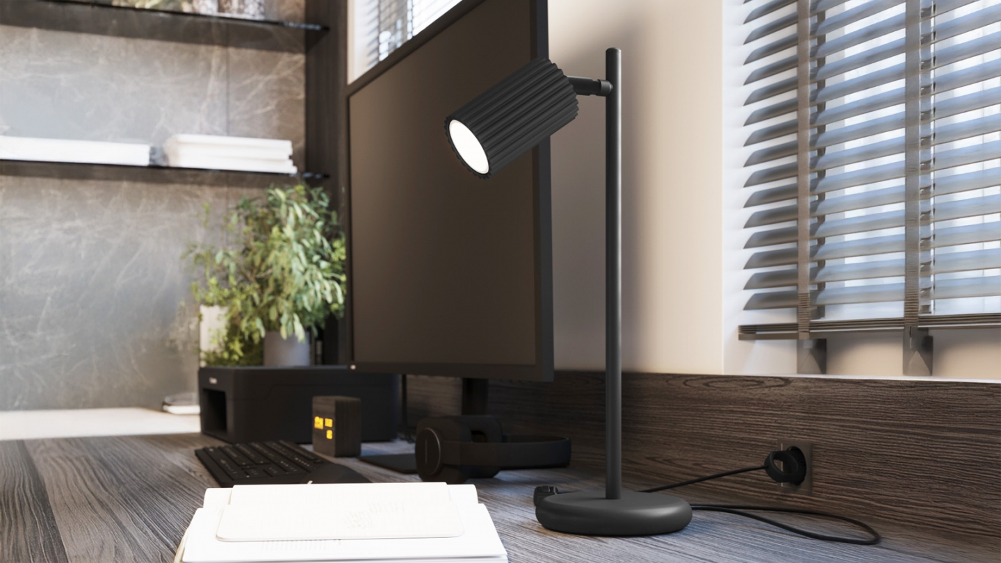 Lampe à poser en aluminium cannelé noir - Karbon Lampe à poser en aluminium cannelé noir - Karbon