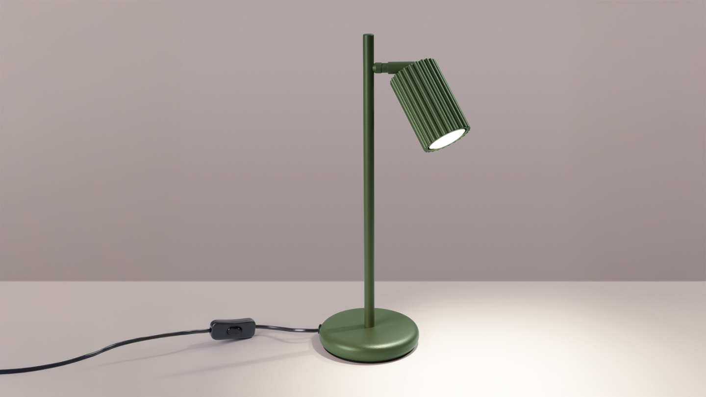 Lampe à poser en aluminium cannelé vert olive - Karbon Lampe à poser en aluminium cannelé vert olive - Karbon