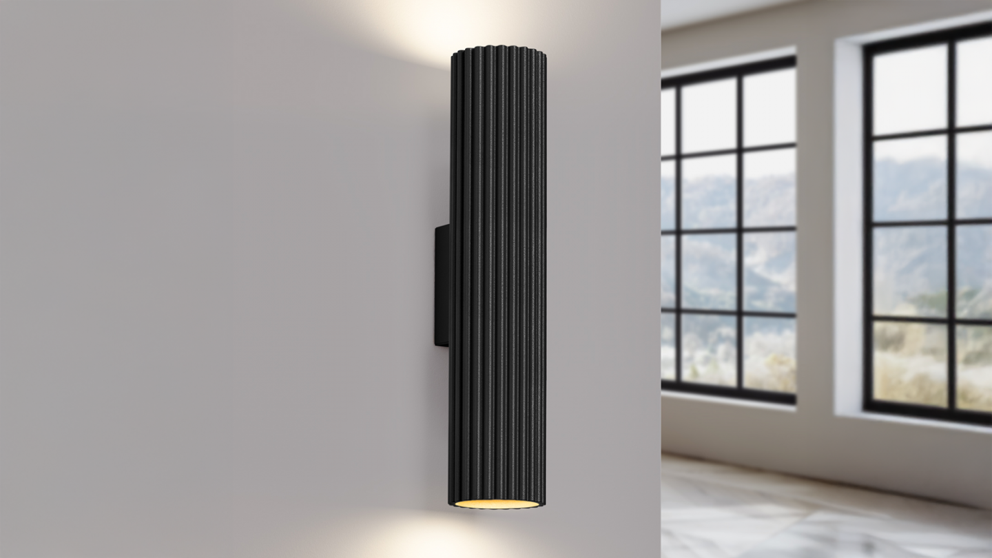 Applique en aluminium cannelé 30 cm noir - Karbon
