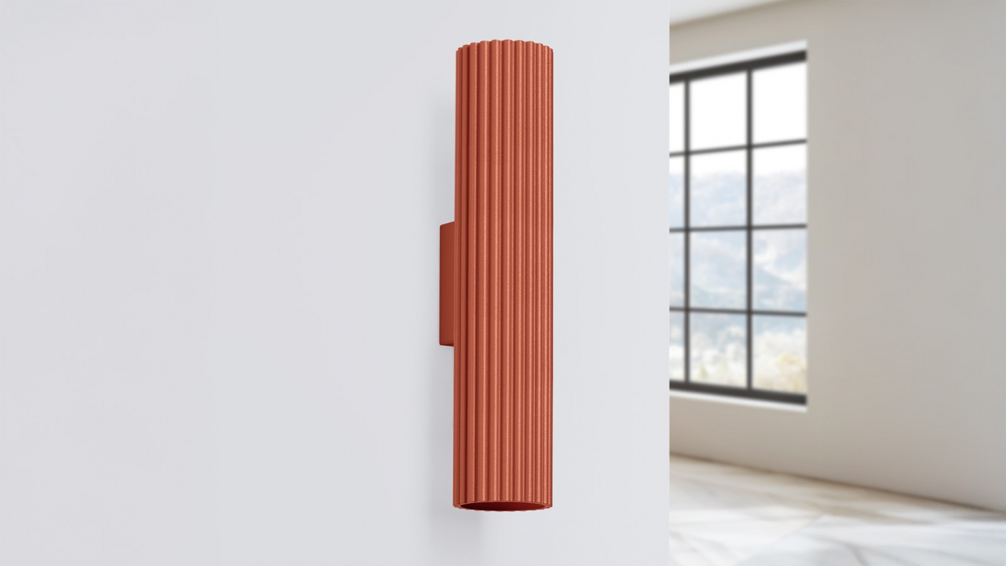 Applique en aluminium cannelé 30 cm terracotta - Karbon