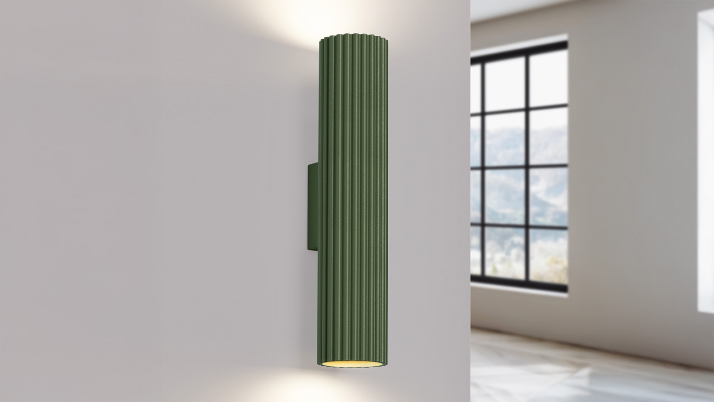 Applique en aluminium cannelé 30 cm vert olive - Karbon