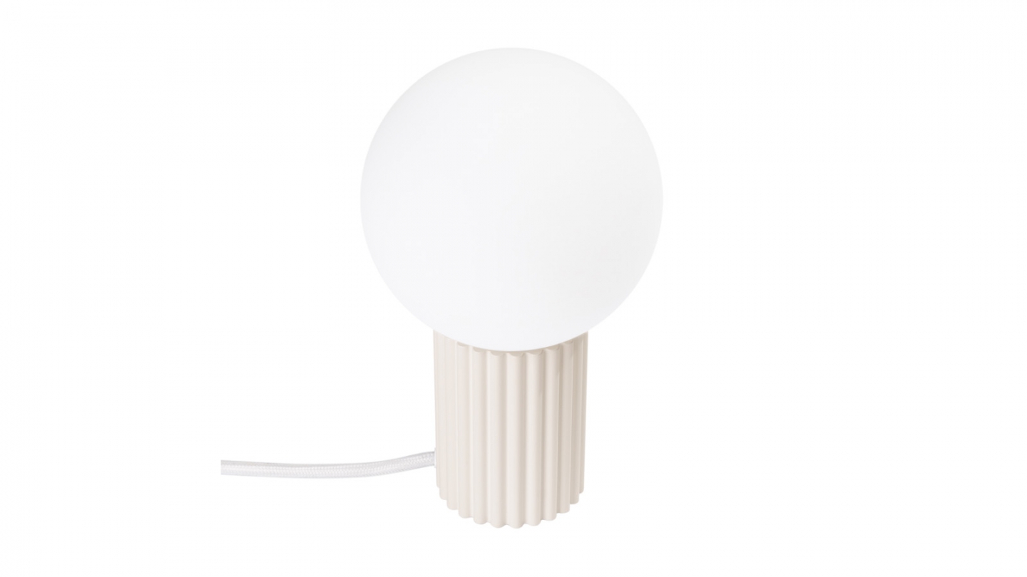 Lampe à poser en aluminium cannelé beige - Halo
