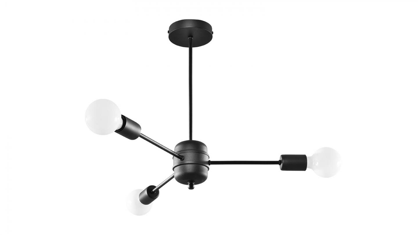 Suspension circulaire en métal noir 3 ampoules - Lango Suspension circulaire en métal noir 3 ampoules - Lango