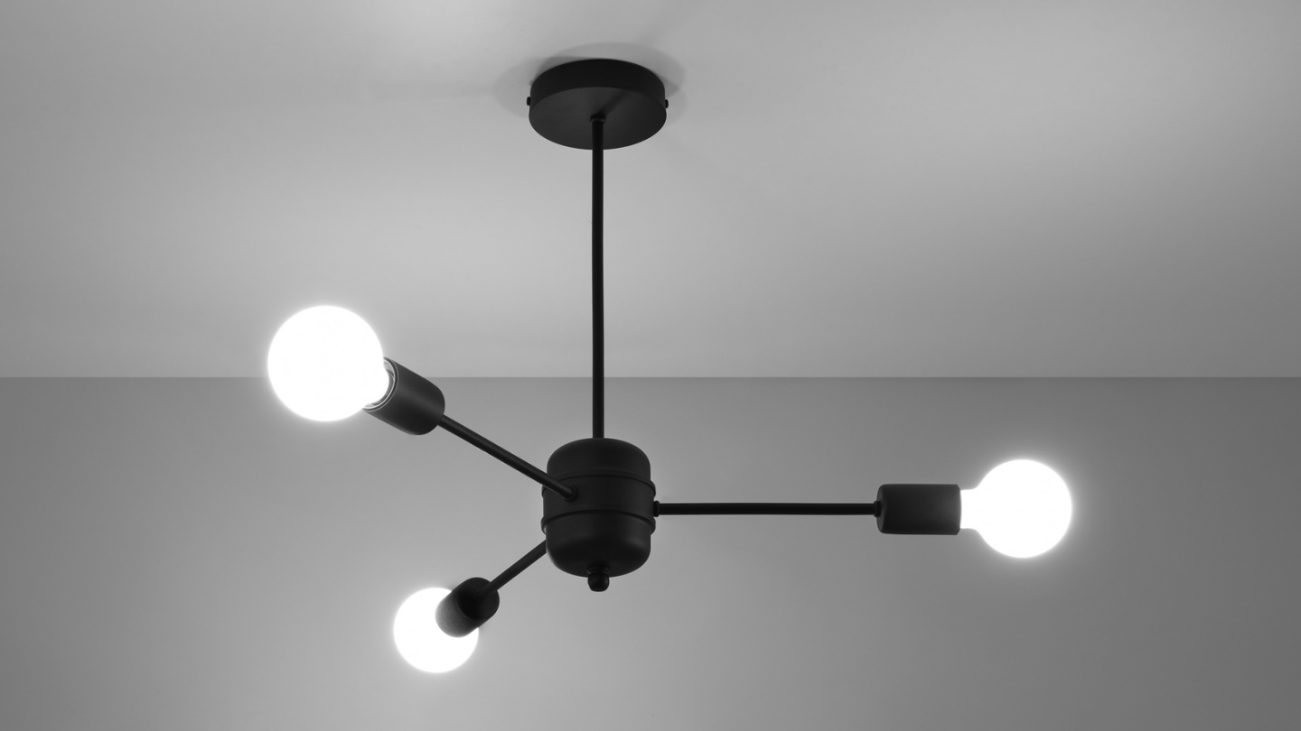 Suspension circulaire en métal noir 3 ampoules - Lango Suspension circulaire en métal noir 3 ampoules - Lango