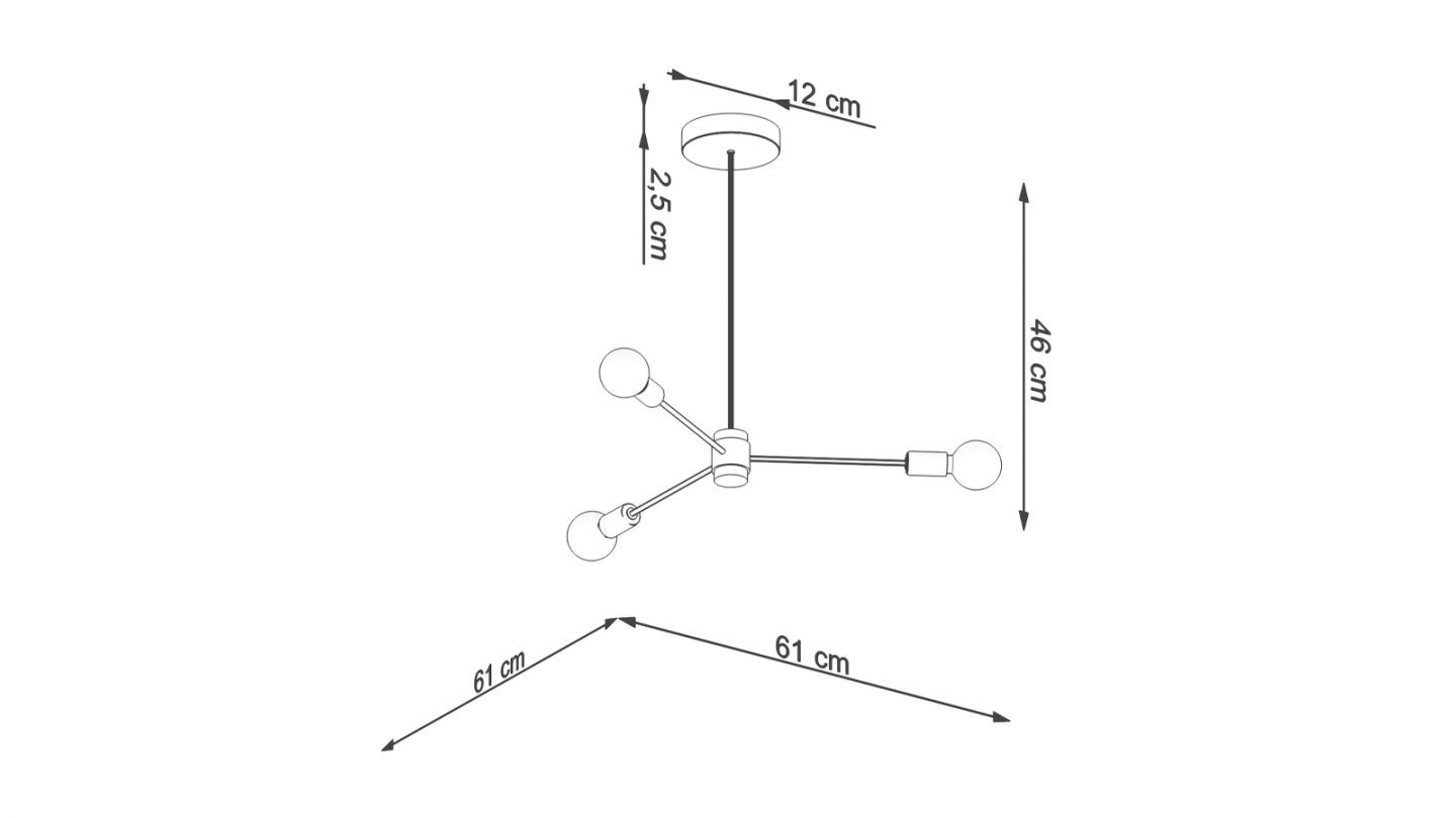 Suspension circulaire en métal noir 3 ampoules - Lango Suspension circulaire en métal noir 3 ampoules - Lango
