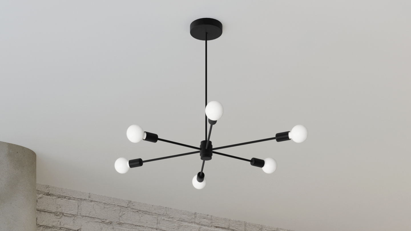 Suspension circulaire en métal noir 3 ampoules - Lango Suspension circulaire en métal noir 3 ampoules - Lango