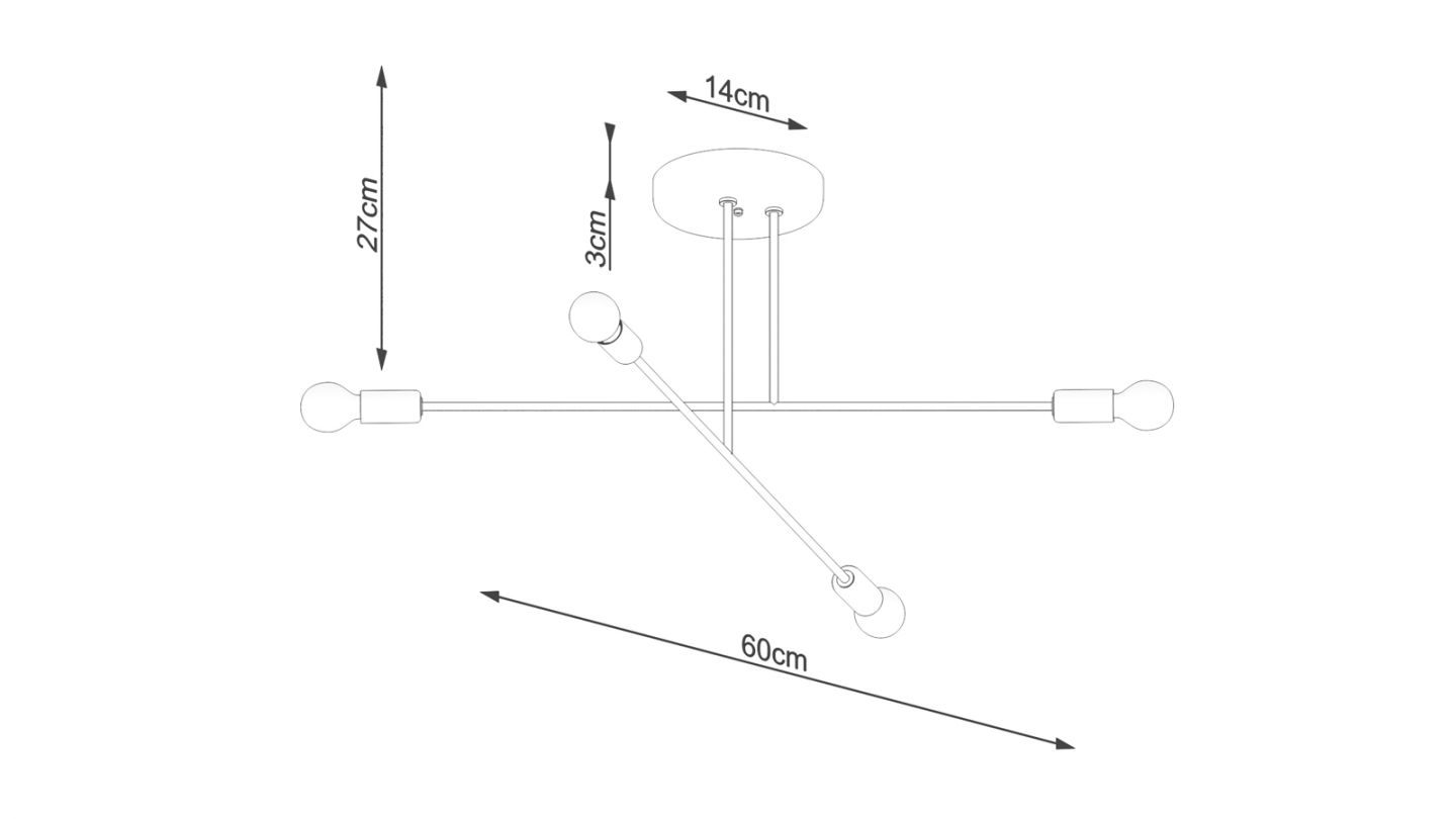 Suspension géométrique en métal noir 4 ampoules - Norah
