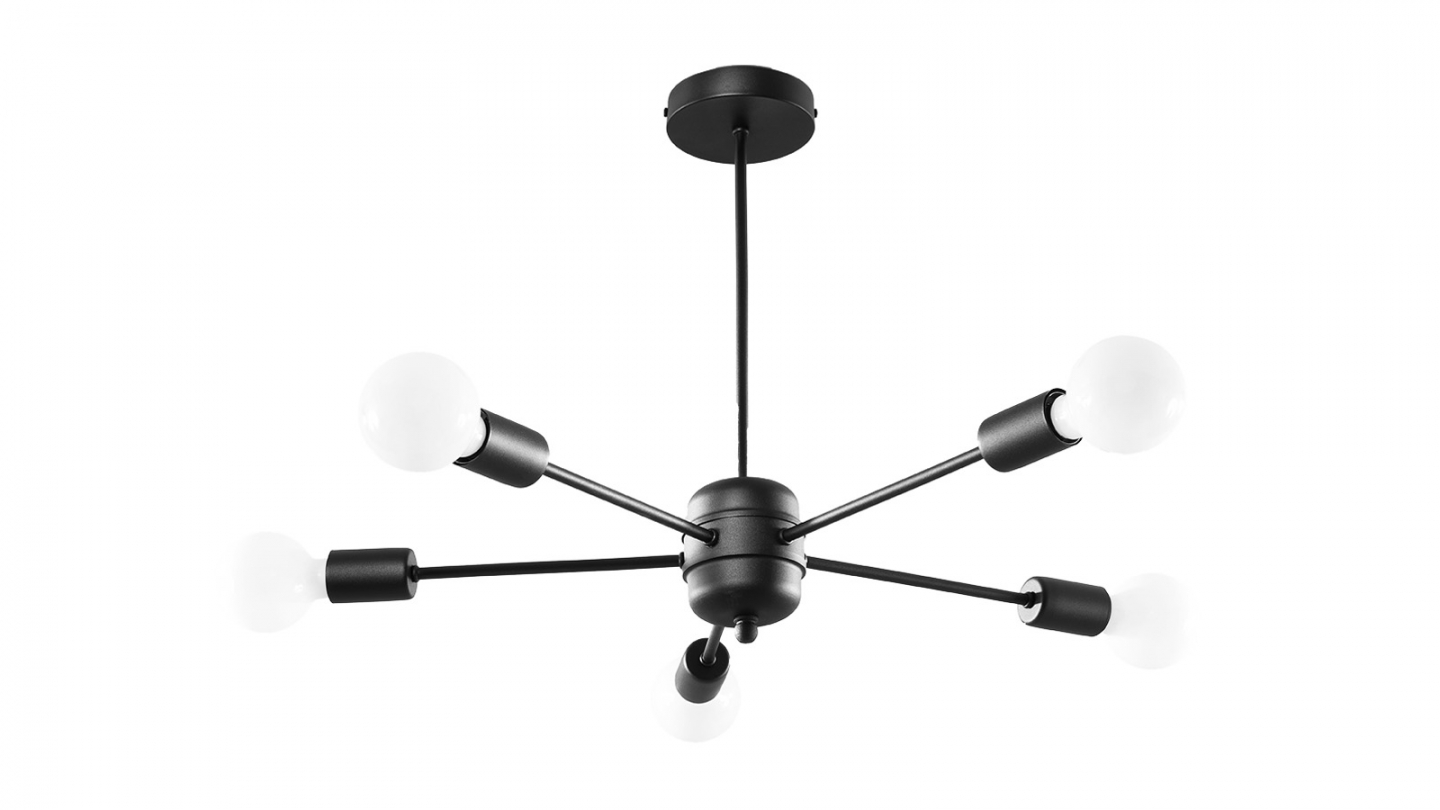 Suspension circulaire en métal noir 5 ampoules - Lango Suspension circulaire en métal noir 5 ampoules - Lango
