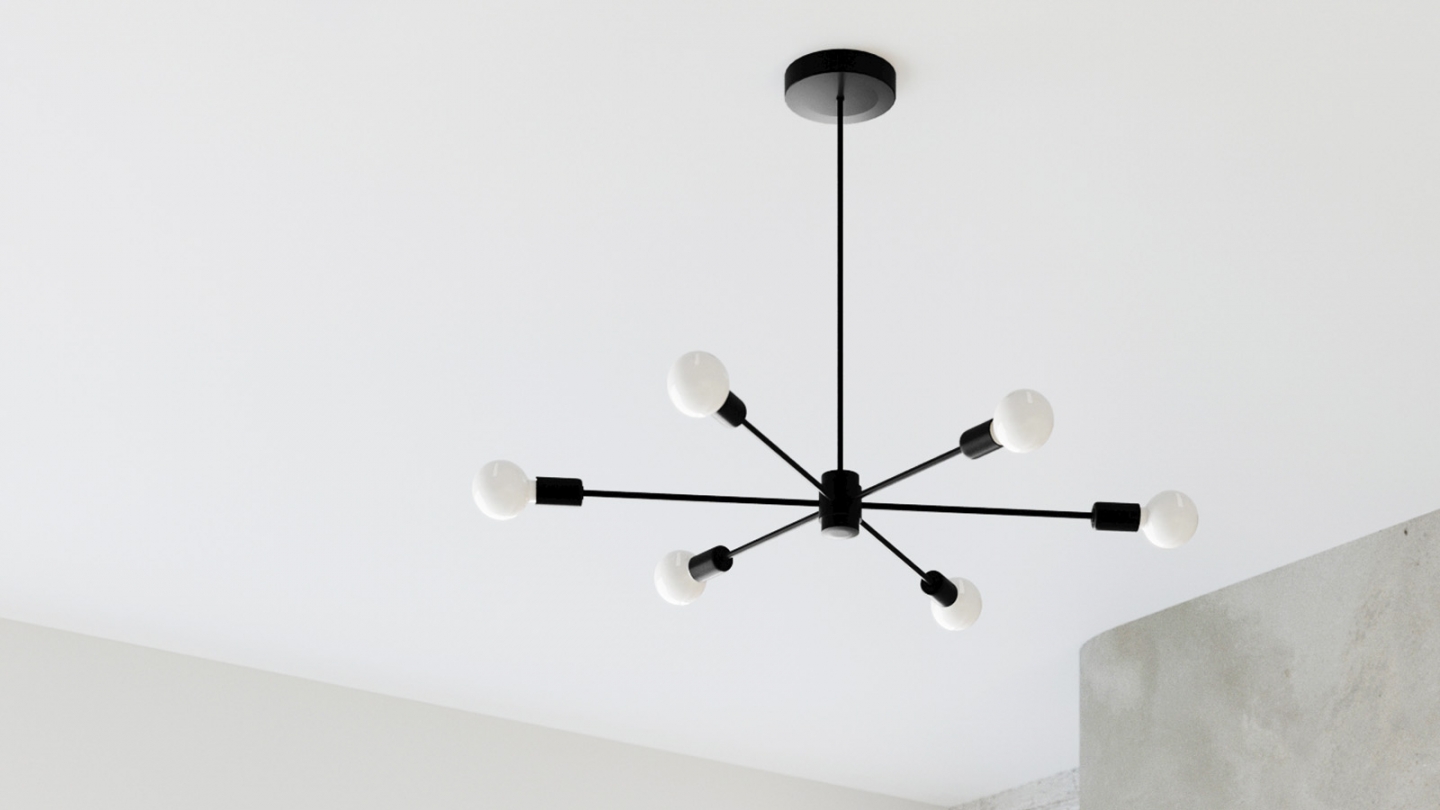 Suspension circulaire en métal noir 5 ampoules - Lango Suspension circulaire en métal noir 5 ampoules - Lango