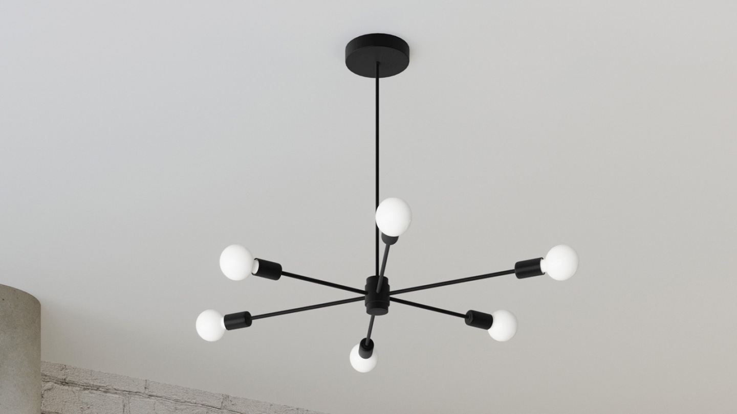 Suspension circulaire en métal noir 5 ampoules - Lango Suspension circulaire en métal noir 5 ampoules - Lango