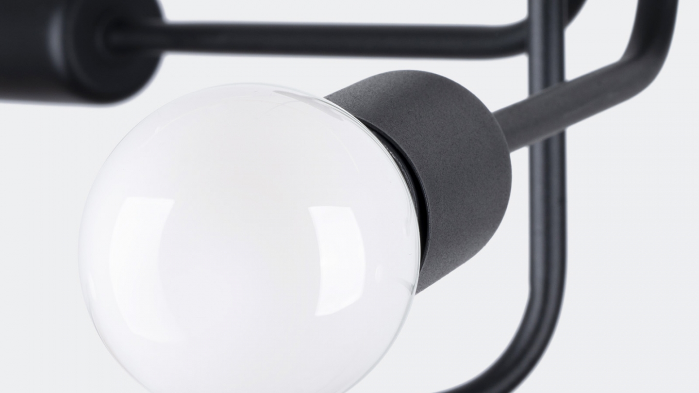 Suspension géométrique en métal noir 6 ampoules - Norah