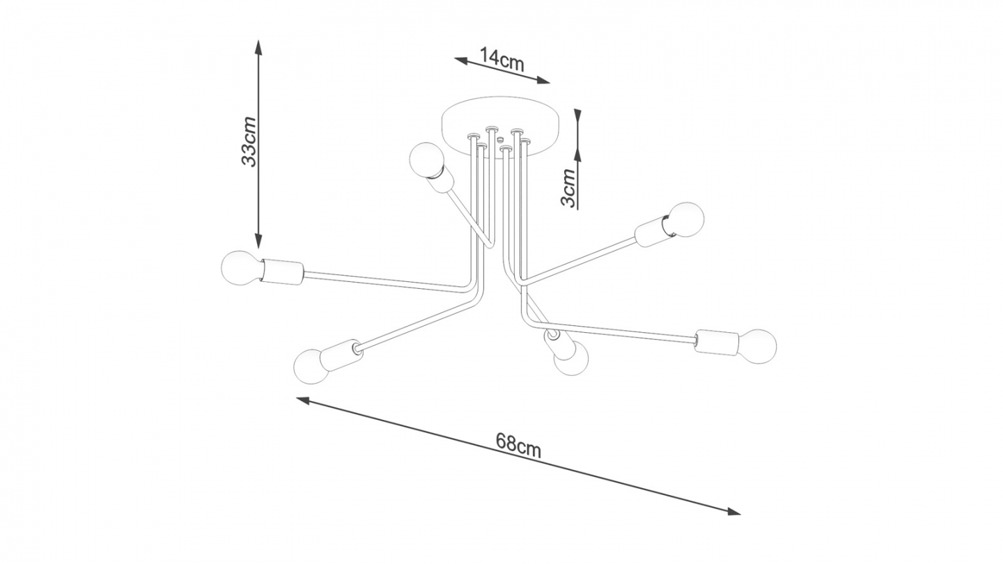 Suspension géométrique en métal noir 6 ampoules - Norah