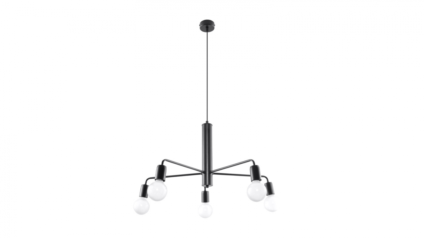 Suspension en métal noir 5 ampoules - 60 cm - Duomo
