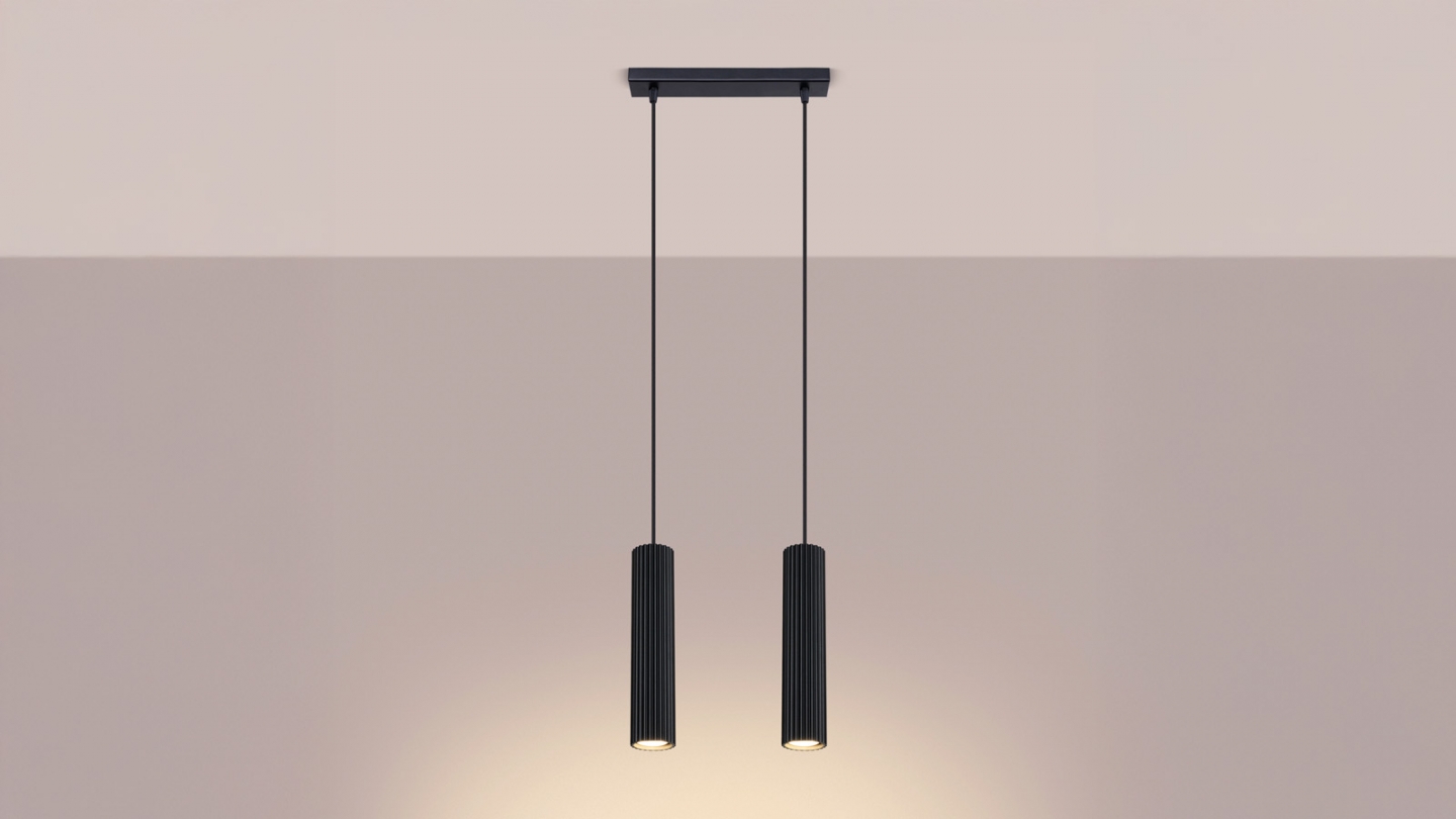 Suspension en aluminium cannelé 2 ampoules - Karbon