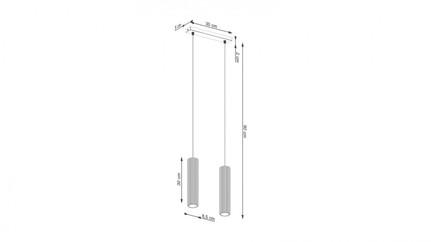 Suspension en aluminium cannelé 2 ampoules - Karbon