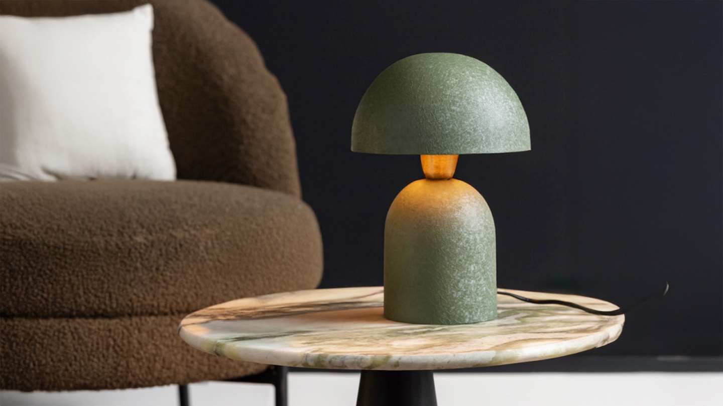 Lampe à poser champignon en métal vert jungle - Boaz