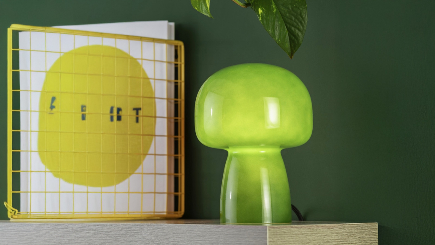 Lampe à poser champignon en verre vert rétro - Fervor
