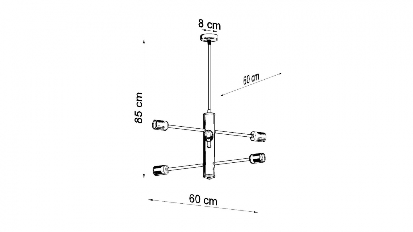 Suspension en métal noir 6 ampoules - 85 cm - Duomo Suspension en métal noir 6 ampoules - 85 cm - Duomo