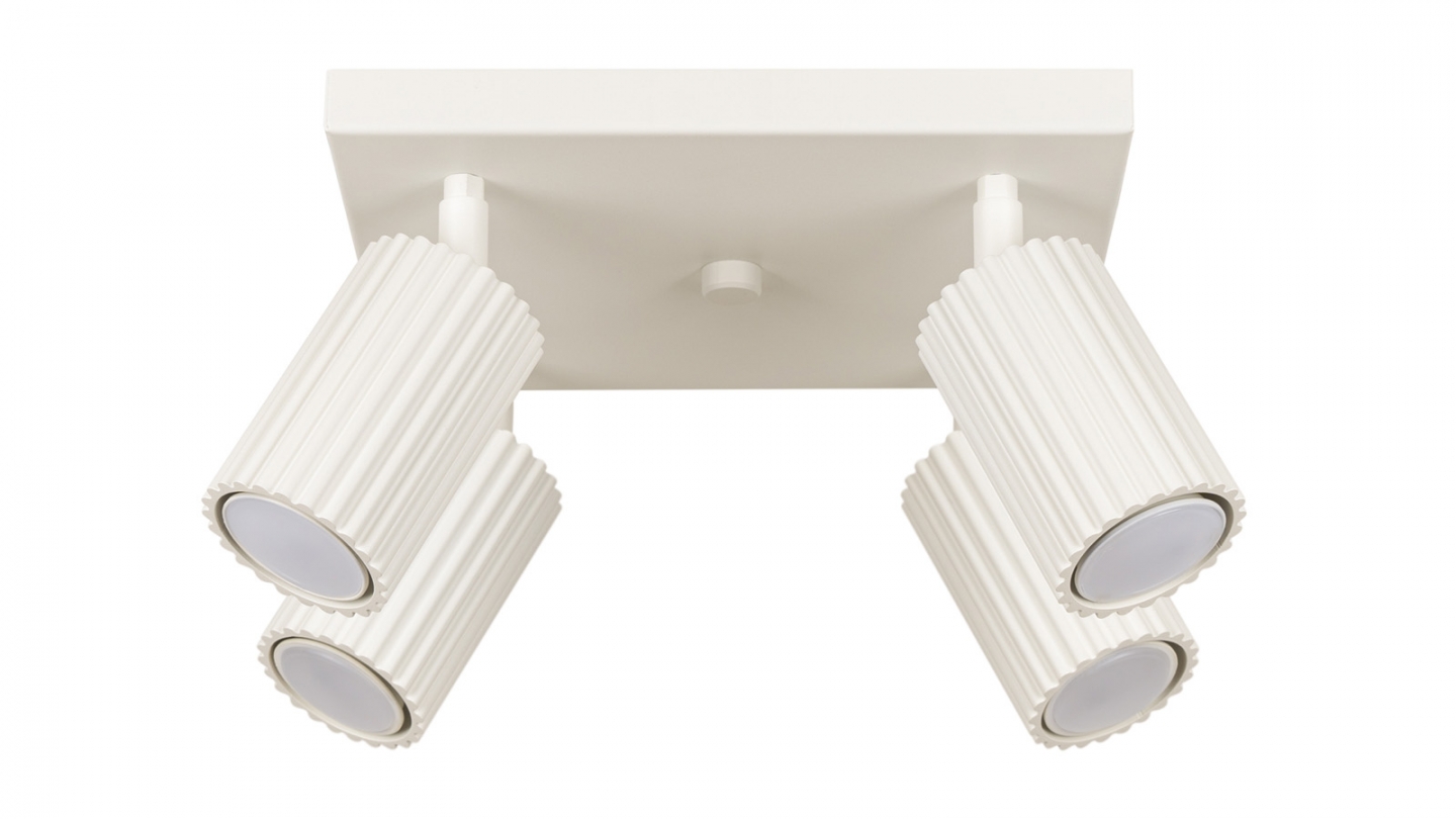 Plafonnier carré en aluminium cannelé 4 ampoules beige - Karbon Plafonnier carré en aluminium cannelé 4 ampoules beige - Karbon