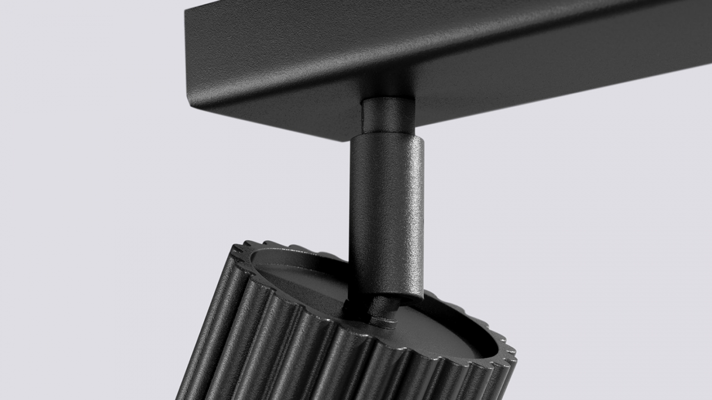 Plafonnier linéaire en aluminium cannelé 4 ampoules noir - Karbon Plafonnier linéaire en aluminium cannelé 4 ampoules noir - Karbon