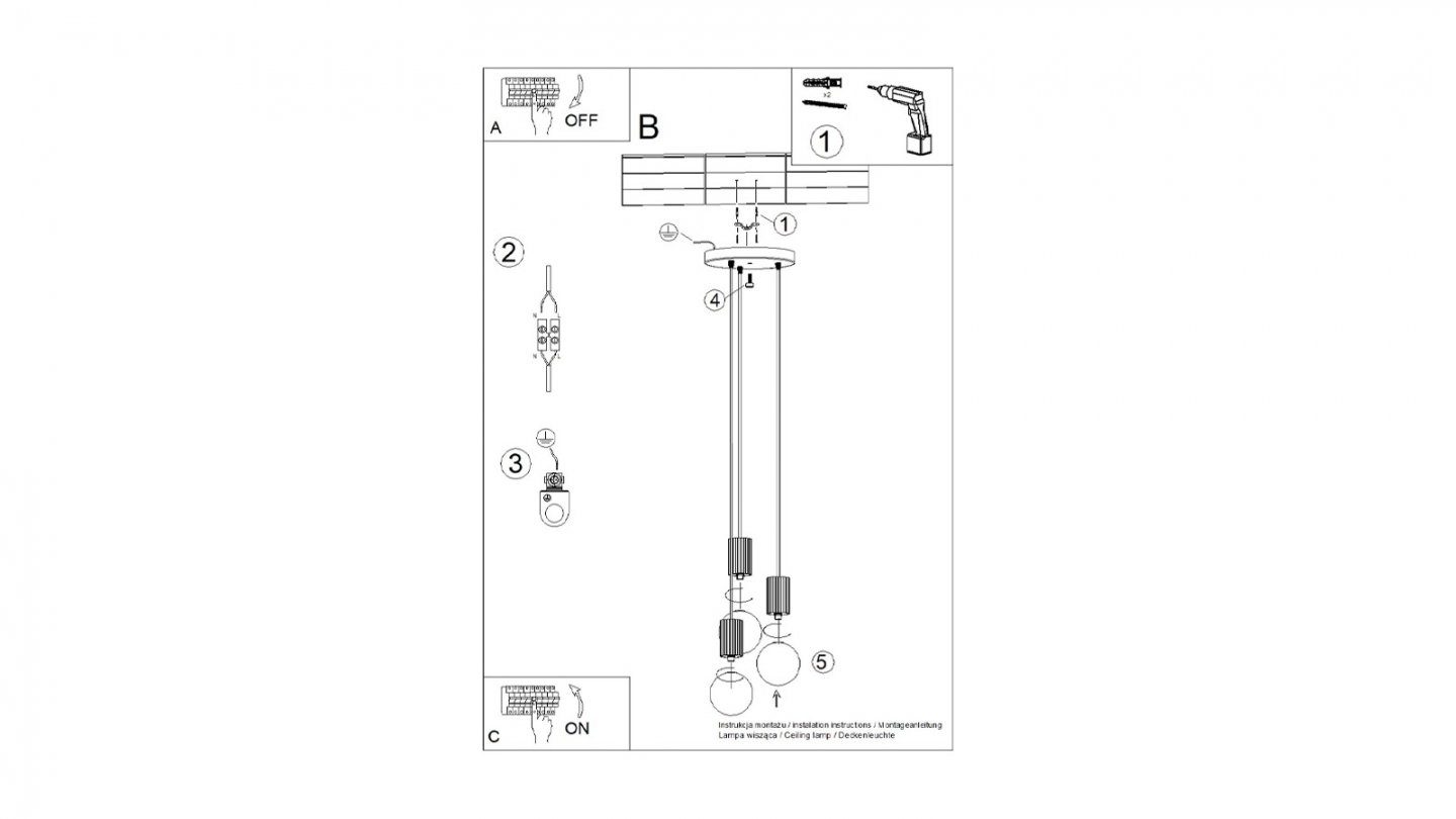 Suspension en aluminium cannelé 3 ampoules bordeaux - Halo