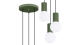 Suspension en aluminium cannelé 3 ampoules vert olive - Halo