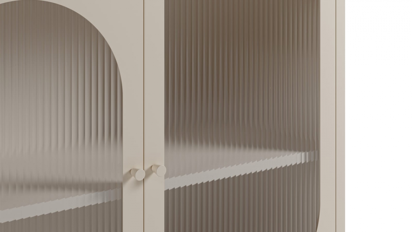 Buffet 4 portes en métal beige 160 cm - Ysia