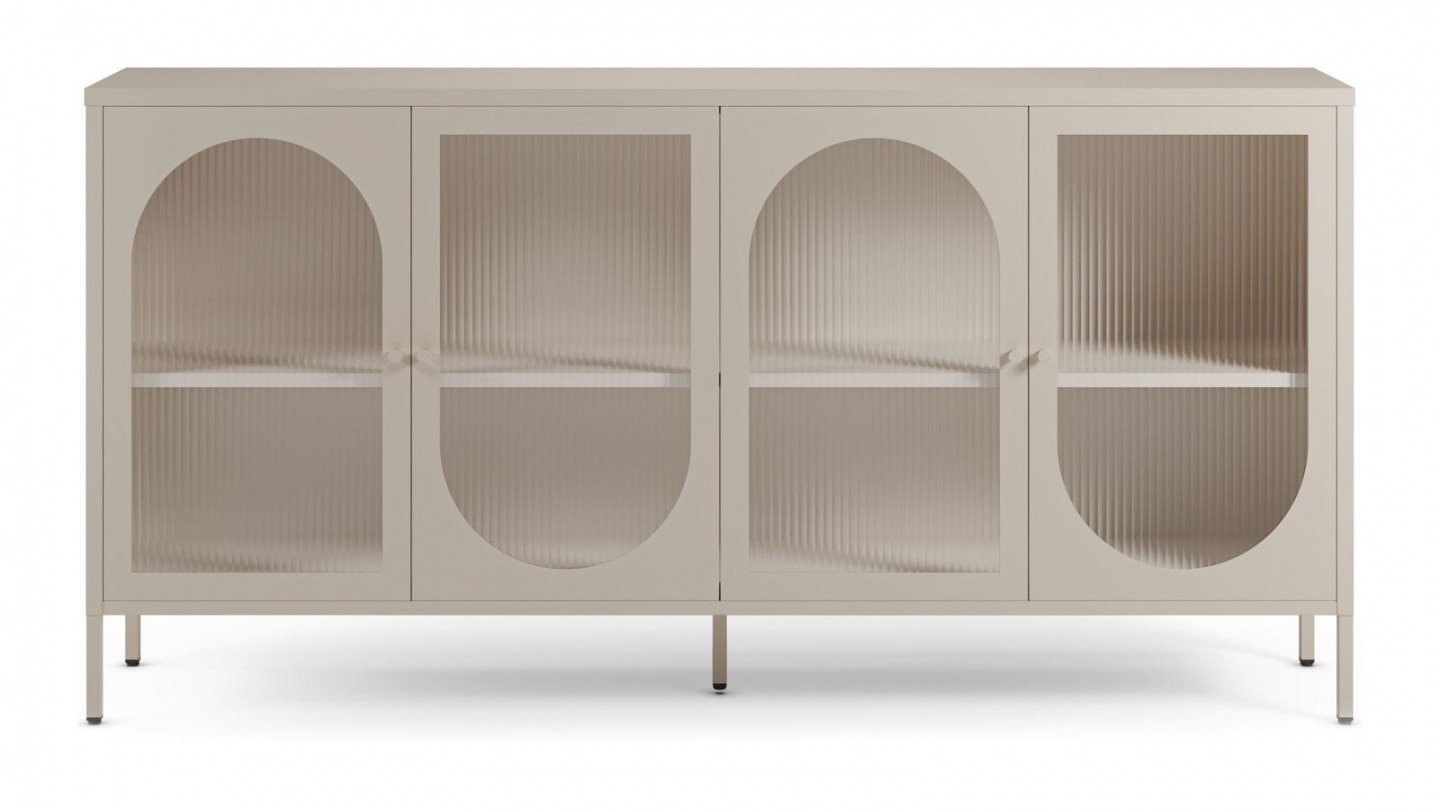 Buffet 4 portes en métal beige 160 cm - Ysia