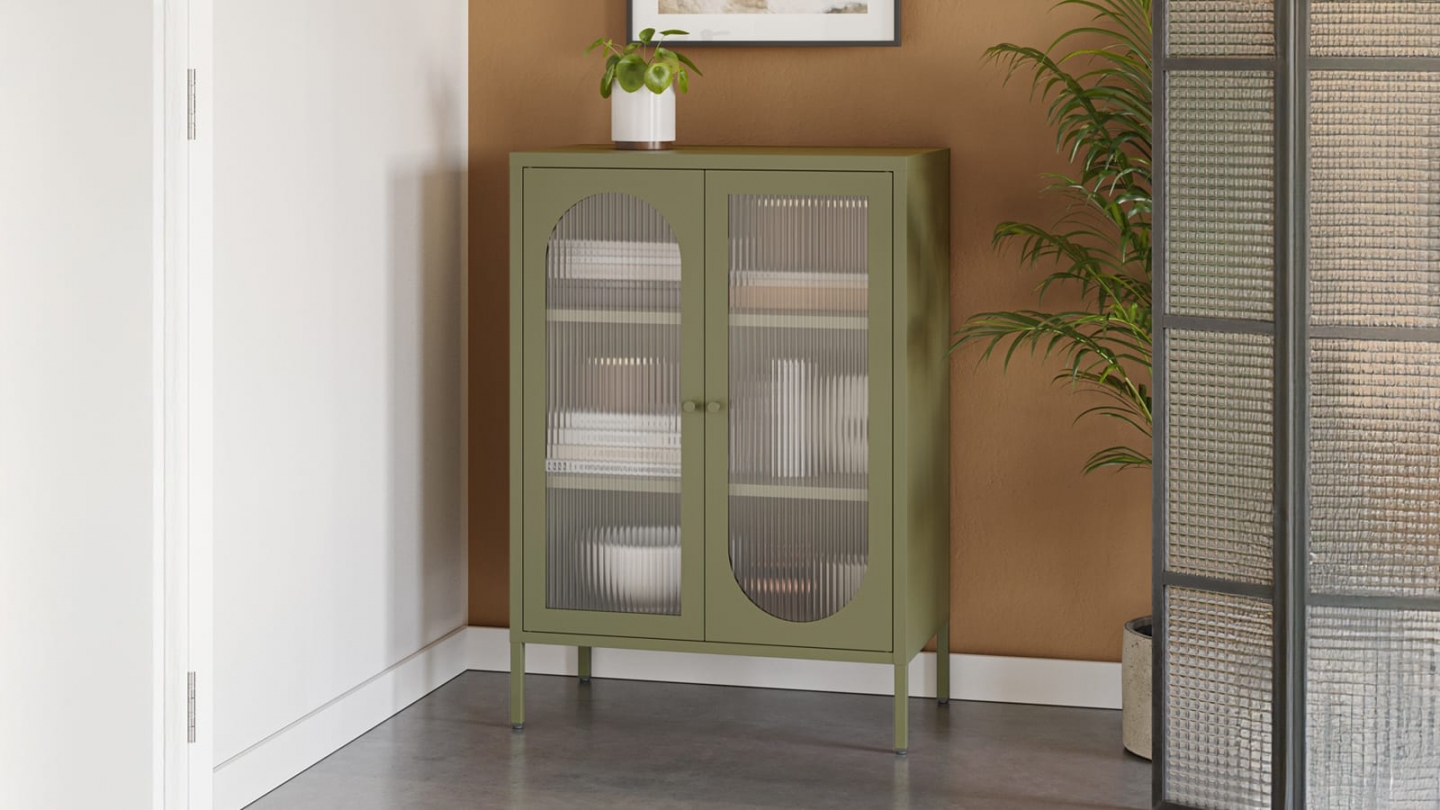 Buffet 2 portes en métal vert 70 cm - Ysia Buffet 2 portes en métal vert 70 cm - Ysia