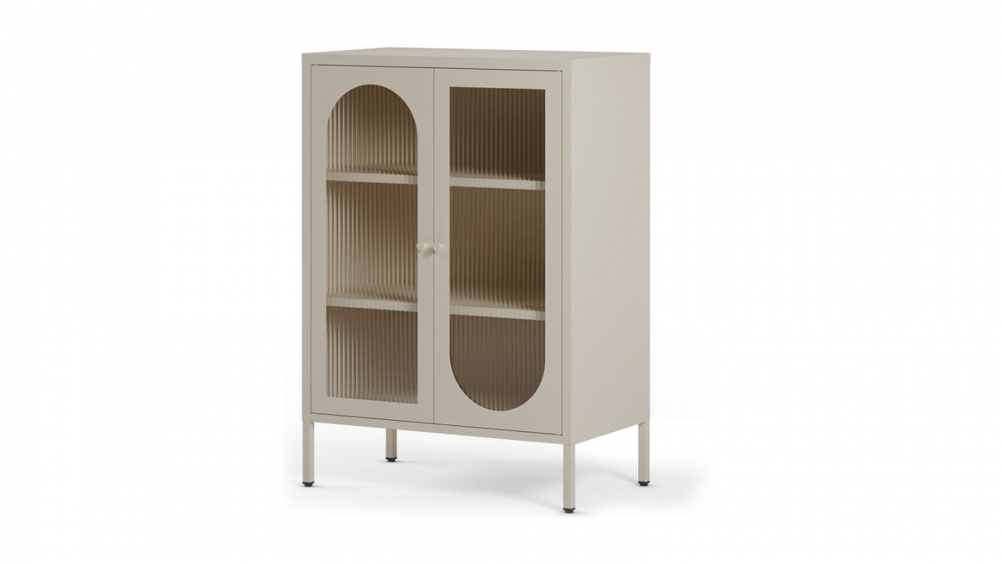 Buffet 2 portes en métal beige 70 cm - Ysia Buffet 2 portes en métal beige 70 cm - Ysia