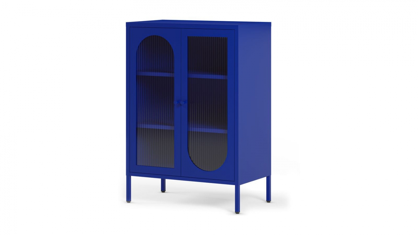 Buffet 2 portes en métal bleu électrique 70 cm - Ysia