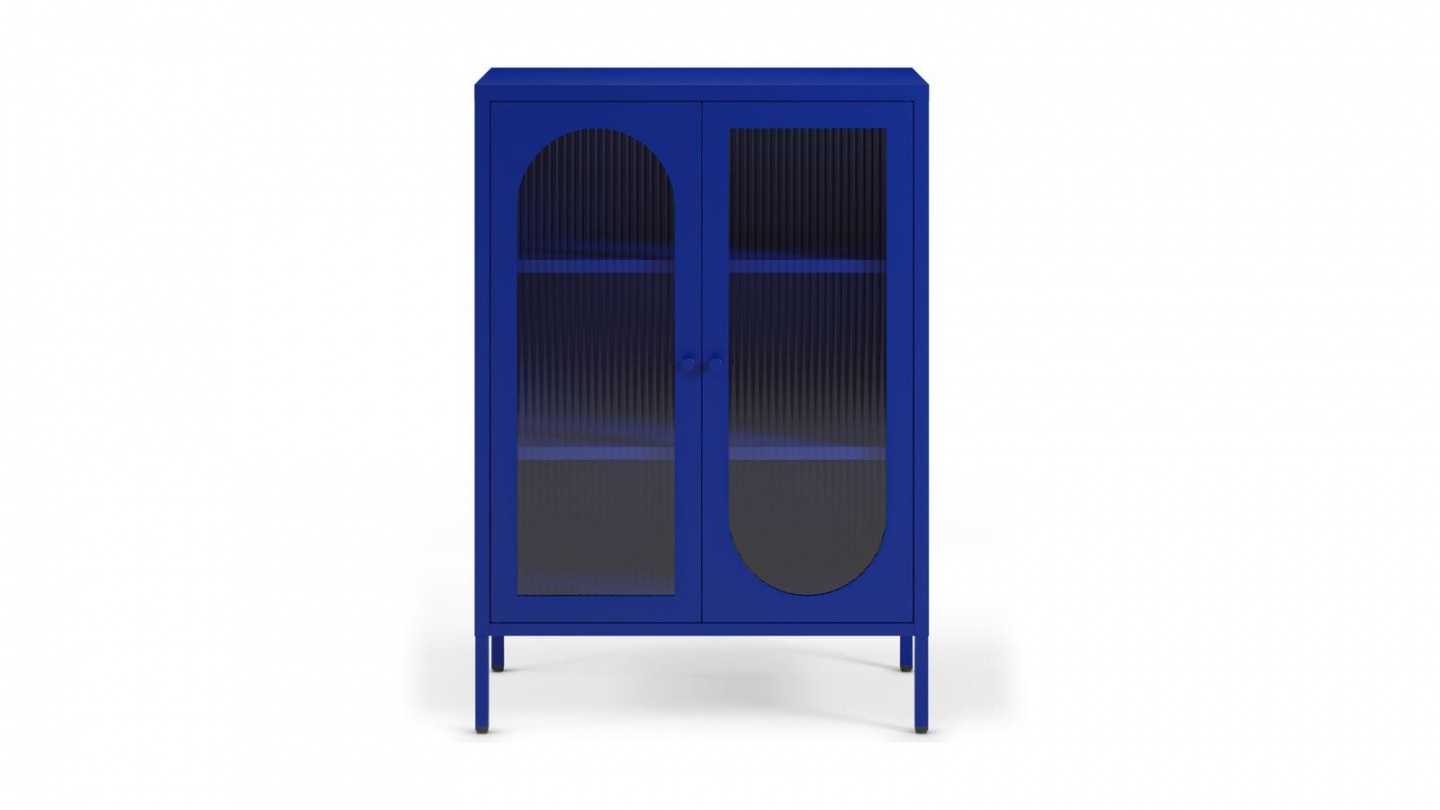 Buffet 2 portes en métal bleu électrique 70 cm - Ysia
