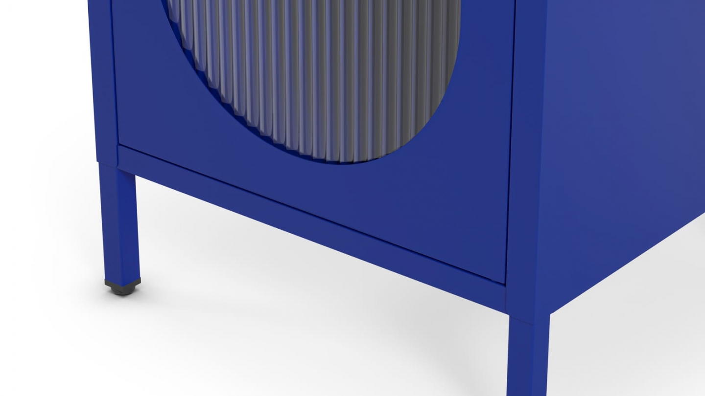 Table de chevet 1 porte en métal bleu électrique 40 cm - Ysia