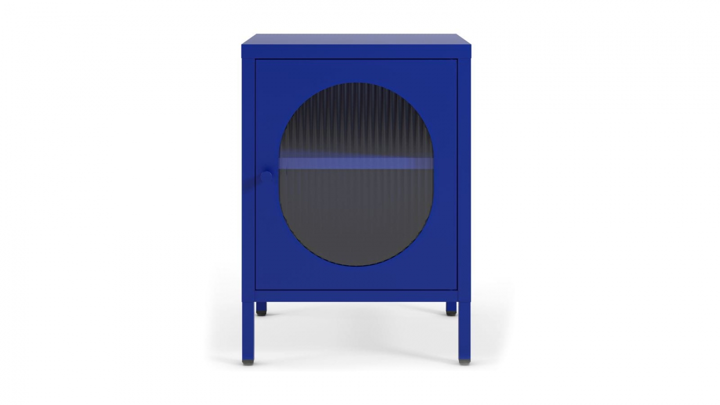 Table de chevet 1 porte en métal bleu électrique 40 cm - Ysia