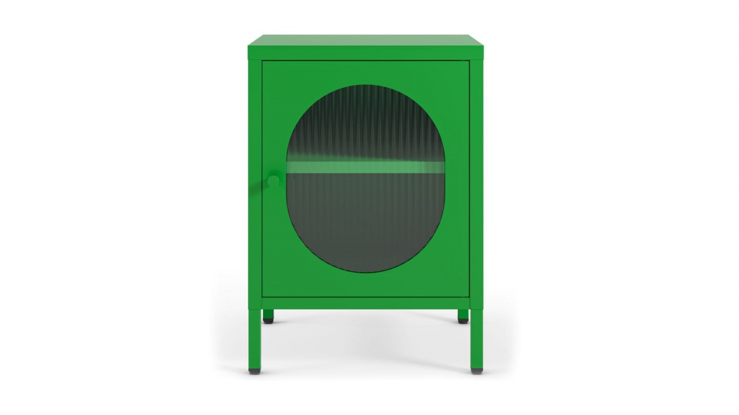 Table de chevet 1 porte en métal vert électrique 40 cm - Ysia