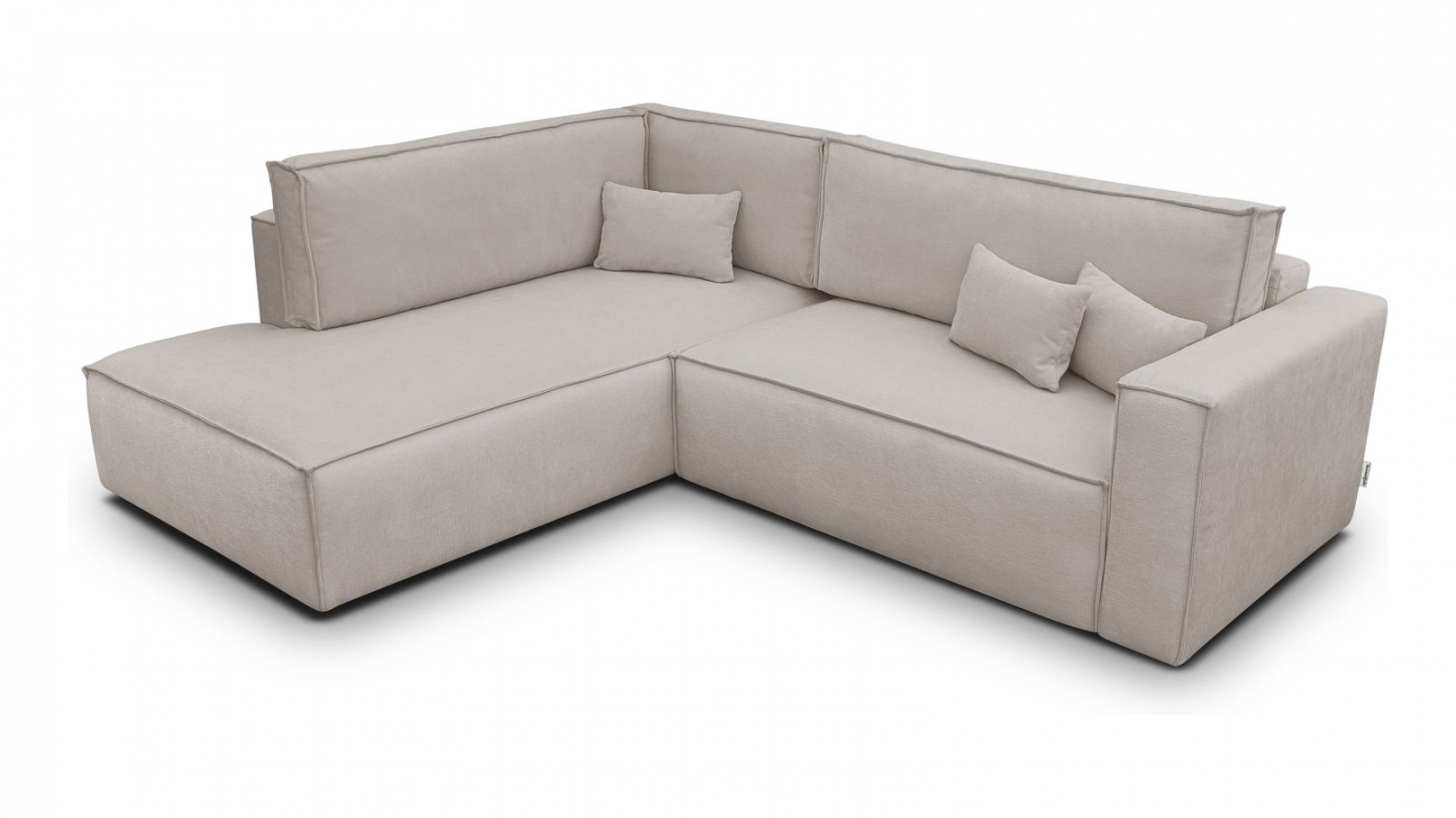 Canapé d'angle ouvert à gauche convertible 3 places en tissu chenille taupe - Emma