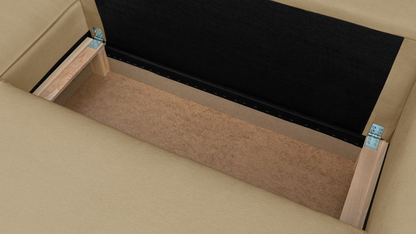 Canapé d'angle ouvert à gauche convertible 3 places en tissu chenille miel - Emma