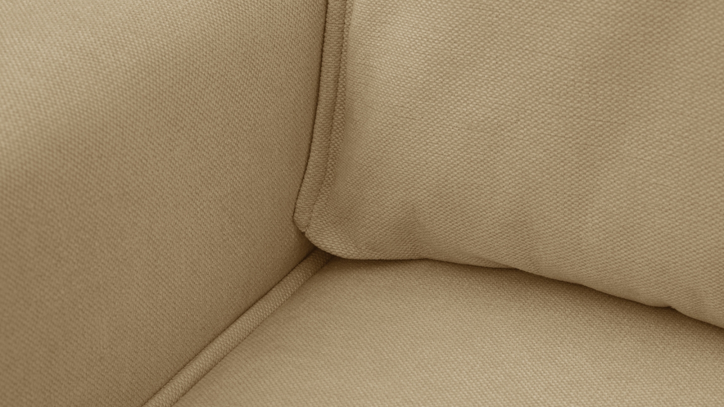 Canapé d'angle ouvert à droite convertible 3 places en tissu chenille miel - Emma Canapé d'angle ouvert à droite convertible 3 places en tissu chenille miel - Emma