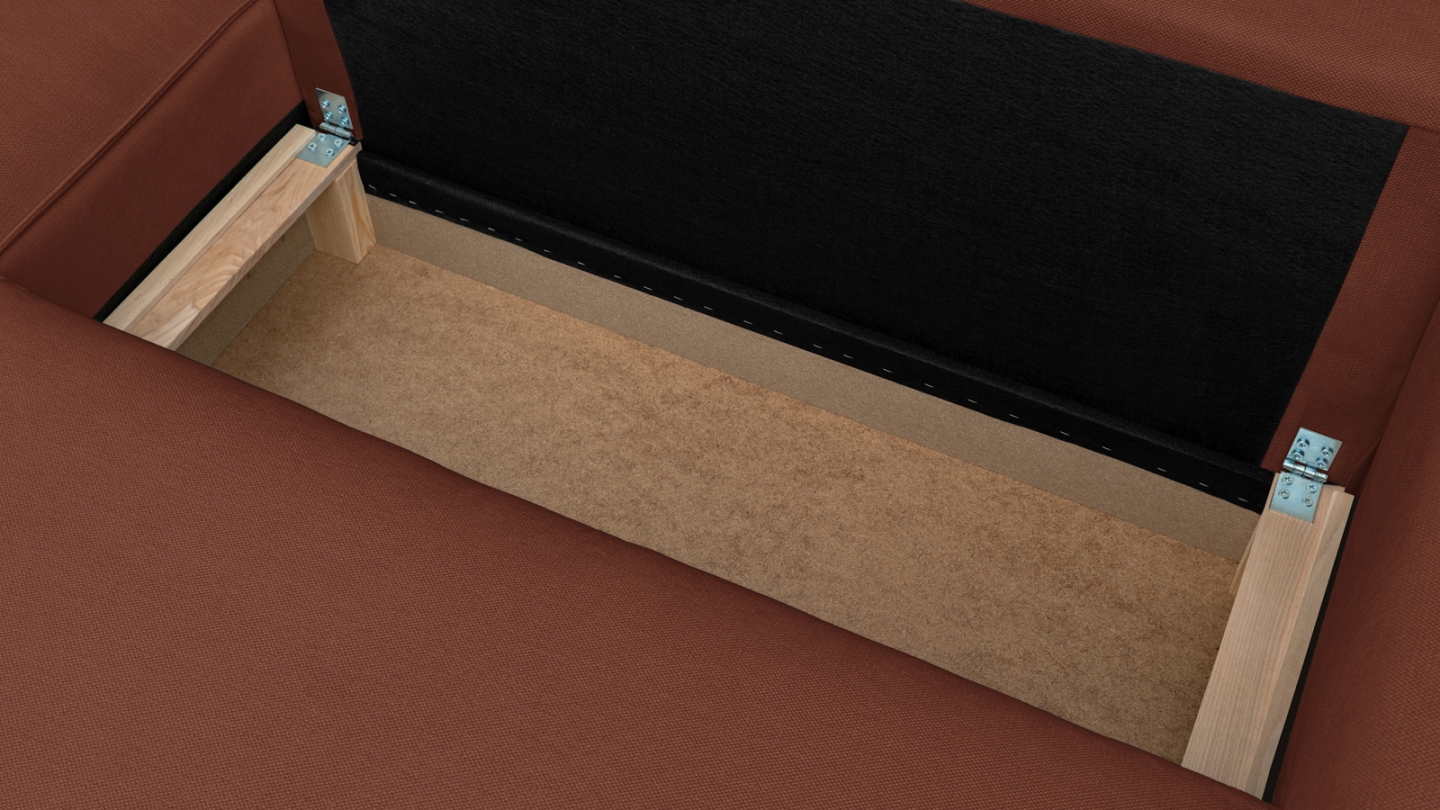 Canapé d'angle ouvert à gauche convertible 3 places en tissu chenille rouille foncé - Emma