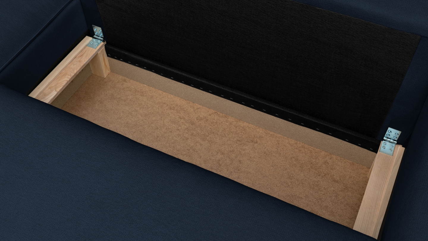 Canapé d'angle ouvert à gauche convertible 3 places en tissu chenille bleu foncé - Emma