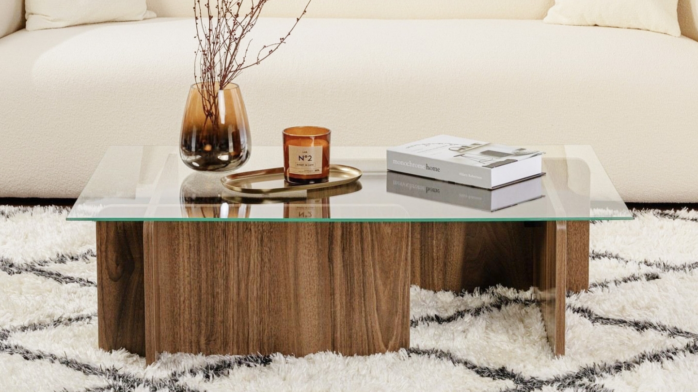 Table basse rectangulaire effet Noyer 105 cm - Naelis Table basse rectangulaire effet Noyer 105 cm - Naelis