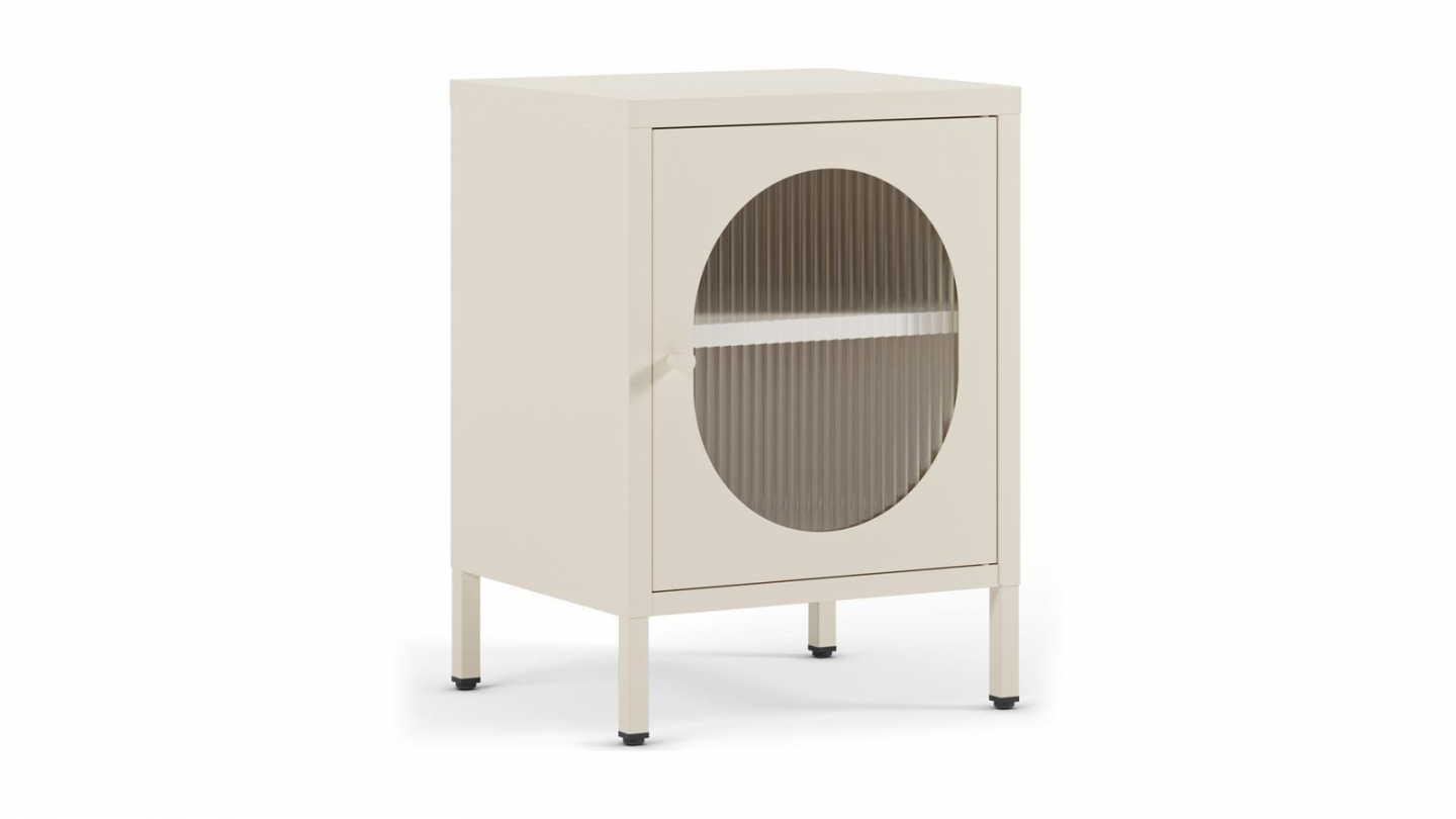 Table de chevet 1 porte en métal beige 40 cm - Ysia
