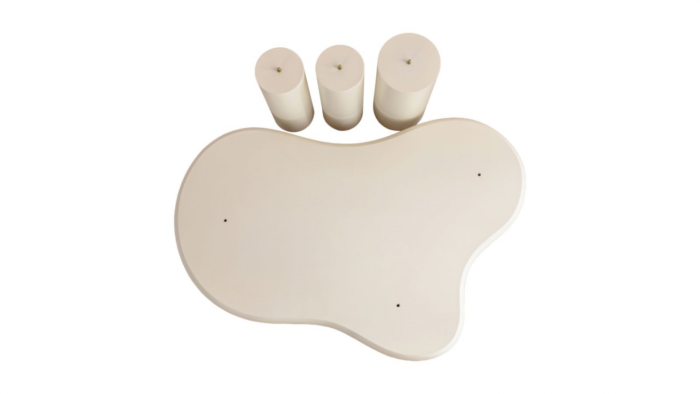 Lot de 2 tables basses organiques gigognes beige - Wave Lot de 2 tables basses organiques gigognes beige - Wave