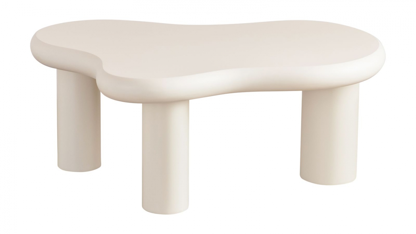 Lot de 2 tables basses organiques gigognes beige - Wave Lot de 2 tables basses organiques gigognes beige - Wave