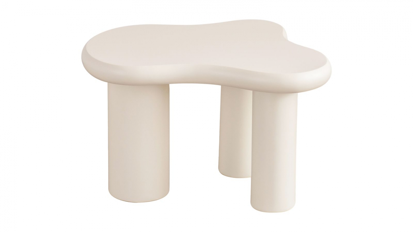Lot de 2 tables basses organiques gigognes beige - Wave Lot de 2 tables basses organiques gigognes beige - Wave