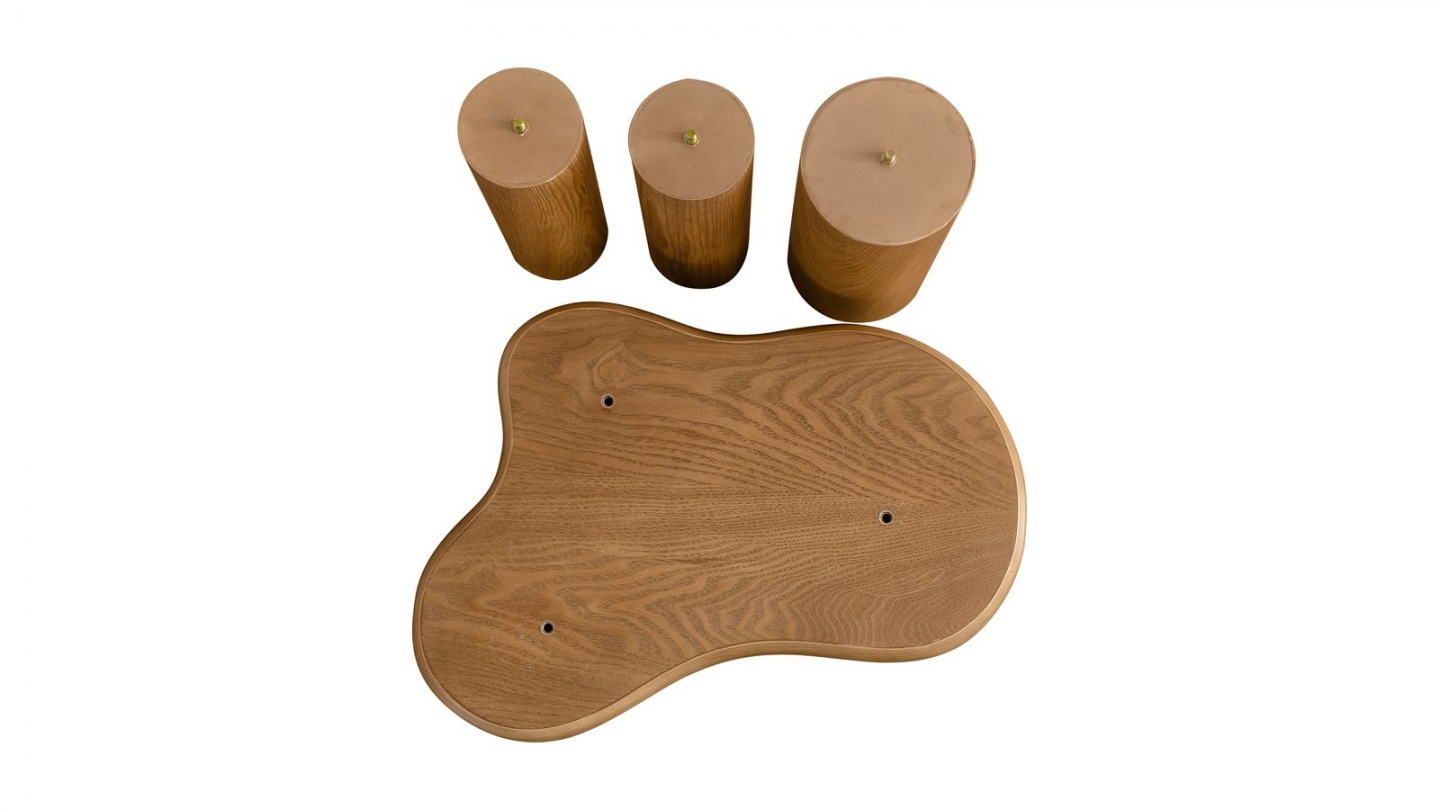 Lot de 2 tables basses organiques gigognes en bois - Wave