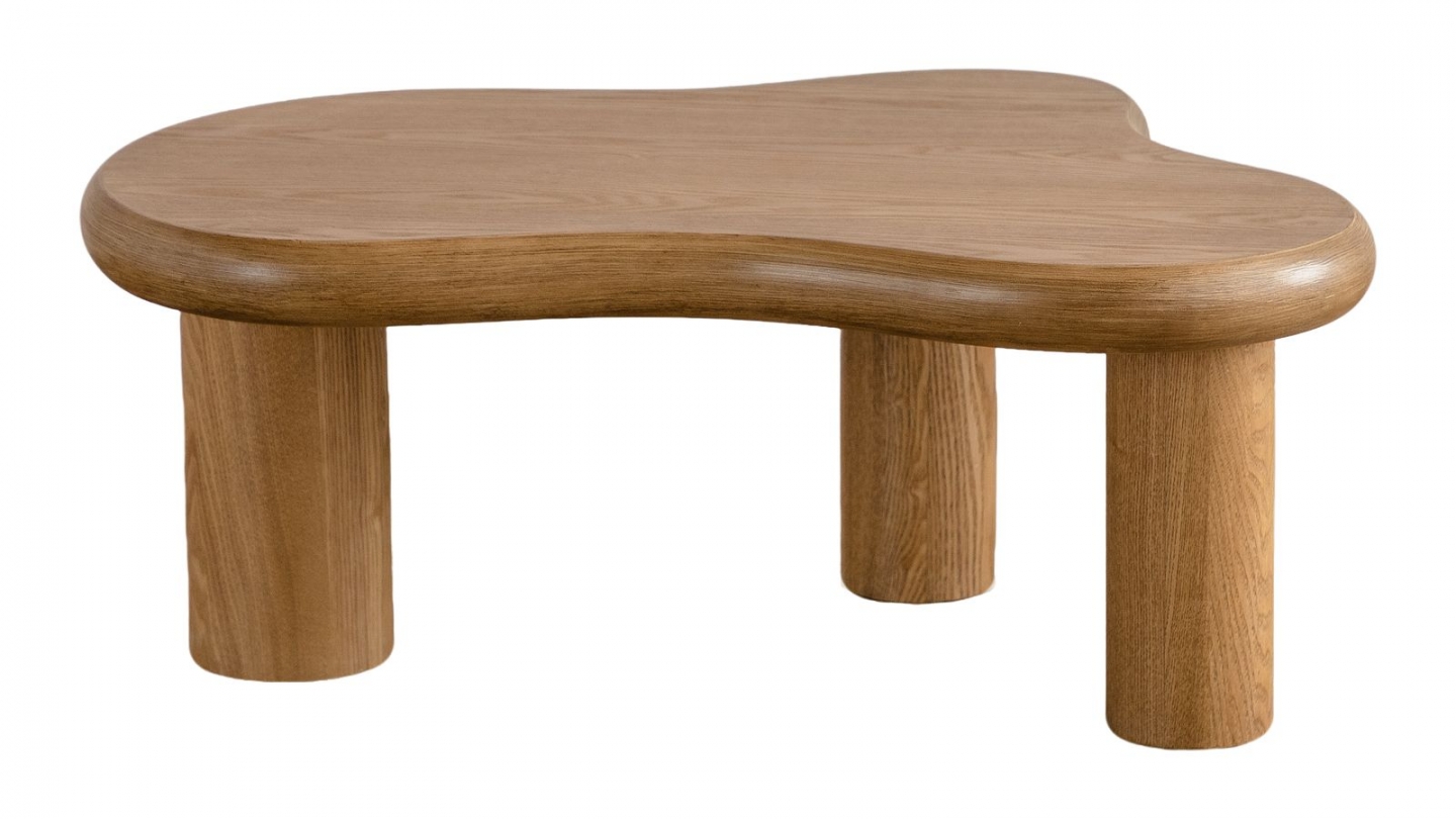 Lot de 2 tables basses organiques gigognes en bois - Wave