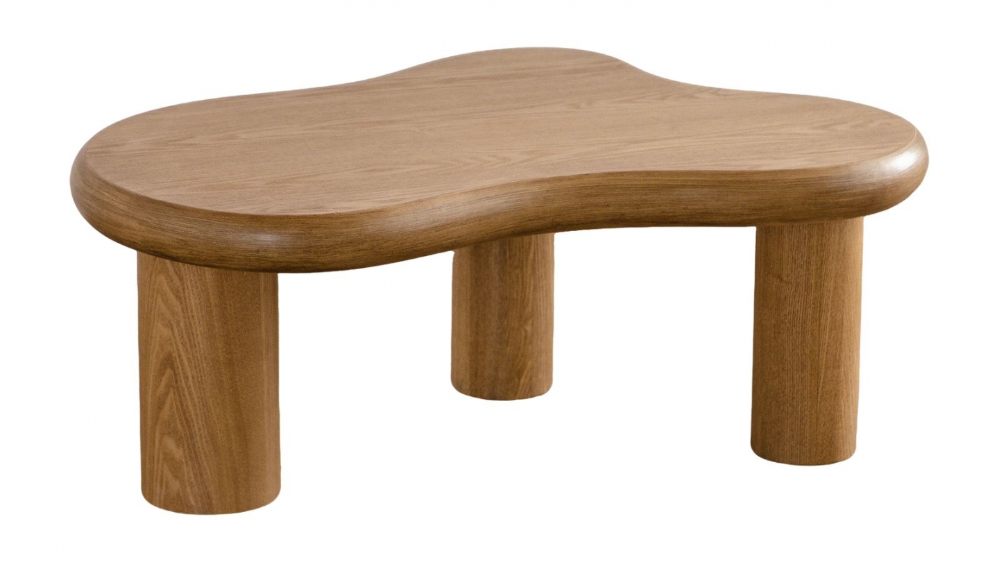 Lot de 2 tables basses organiques gigognes en bois - Wave